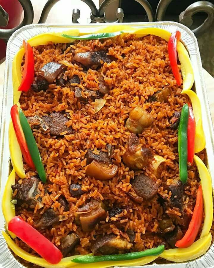 Goat Meat Jollof Rice – half Tray